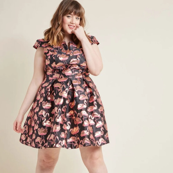 Modcloth Dresses & Skirts - Modcloth "Personal Boldness" in Flamingos